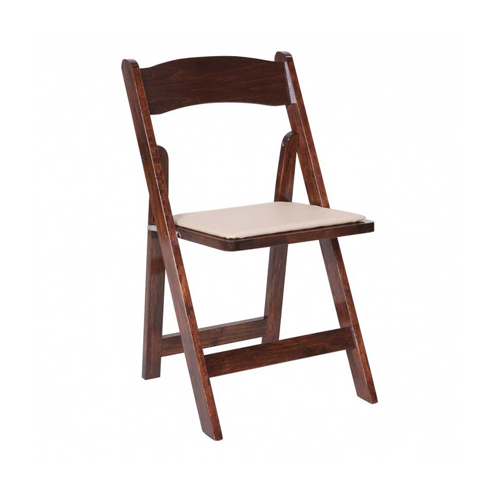 Fruitwood resin Folding Chair with Tan Seat