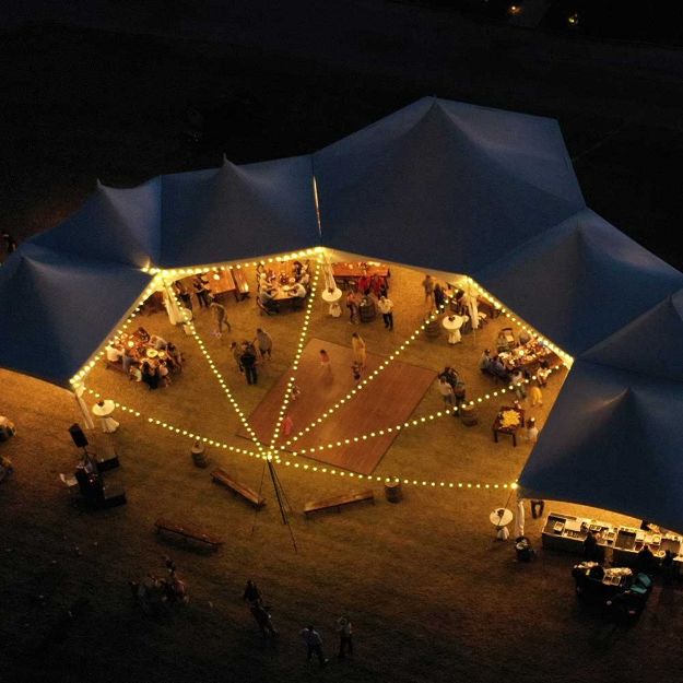 Dancing under the stars tent configuration featuring G4 Rental Lighting