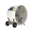Angle view of the 36" Versa-Kool drum fan displaying its easy to transport wheels.