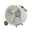 Front view of the 36" Versa-Kool drum fan displaying its easy to transport wheels.