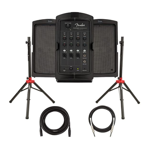 Fender Passport Conference S2 Portable PA System with stands and cabling.