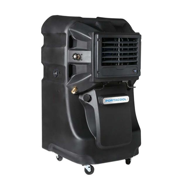 Front of a Port-a-Cool Jetstream 230 mobile swamp cooler for delivering 3,600 CFM of cool air.