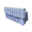 72" Rental bar with white linens featuring two level service to keep the bar mess hidden while a raised area to serve drinks.
